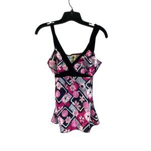 Whimsigoth heritage old money Tempted Womens Top Size Small Black Pink Floral